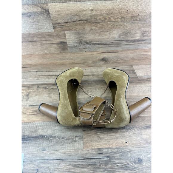 L.L. Bean Shoes Womens Size 8.5M Ankle Strap Block Heels Green Suede - Picture 5 of 10